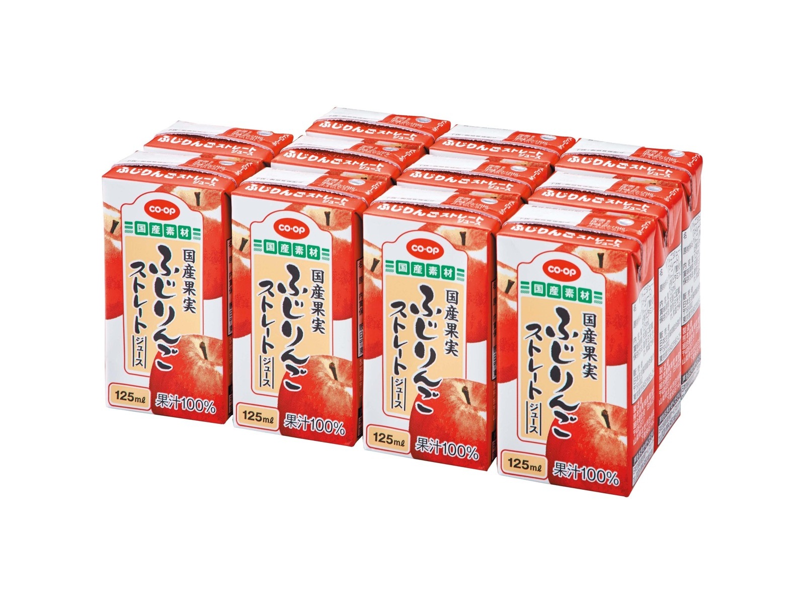 CO・OP 国産果実ふじりんごストレートジュース 1箱（125ml×24本