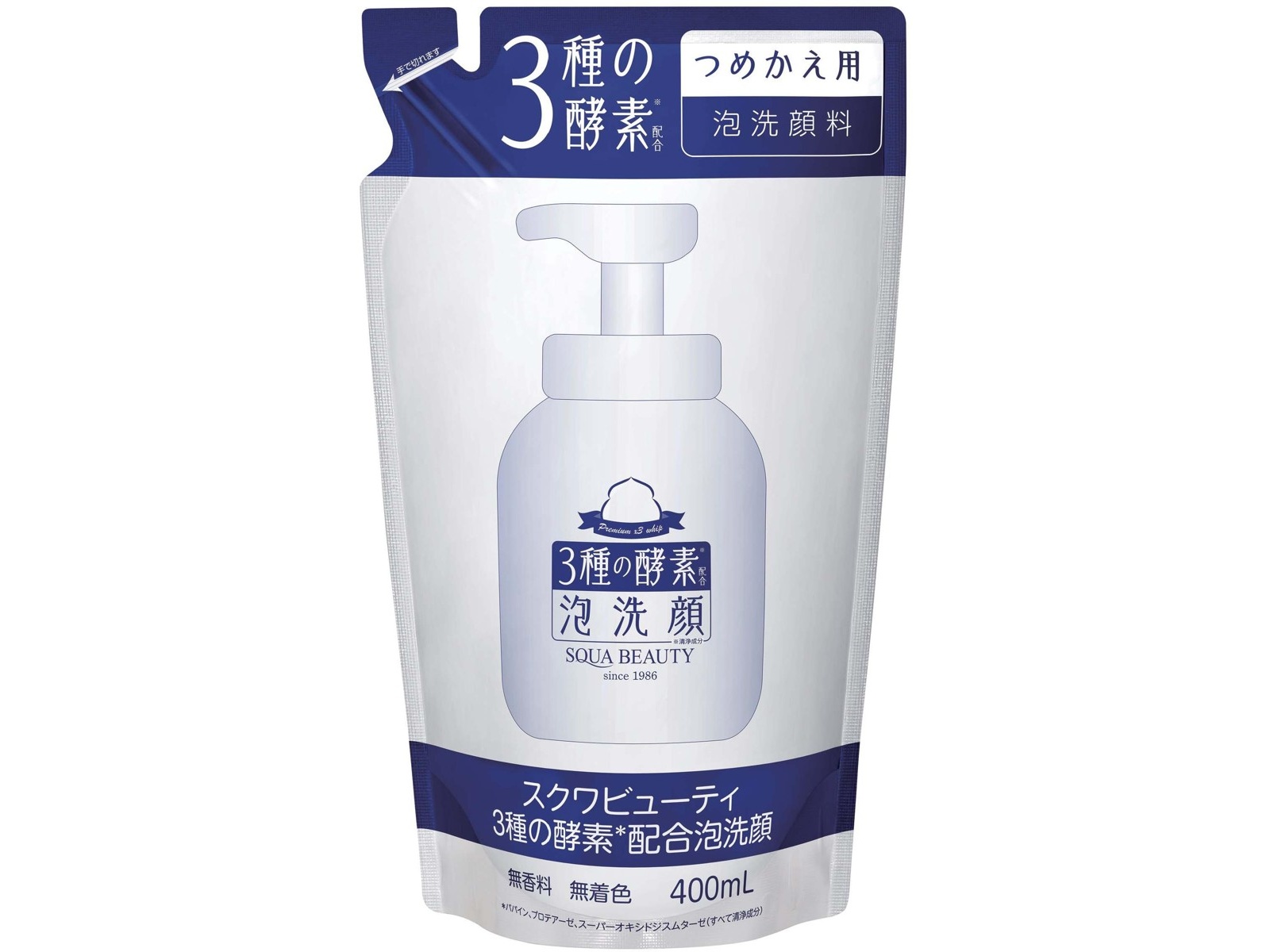 スクワビューティ 3種の酵素配合泡洗顔 つめかえ用 400ml